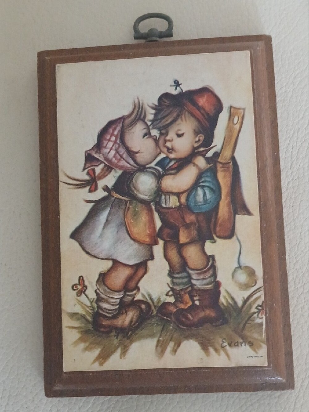 Lot Of 2 Vintage Hummel Litho Print by Evans USA Wooden Plaques Made In Phil. - Picture 2 of 5
